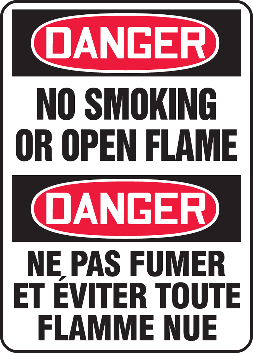 DANGER NO SMOKING OR OPEN FLAME