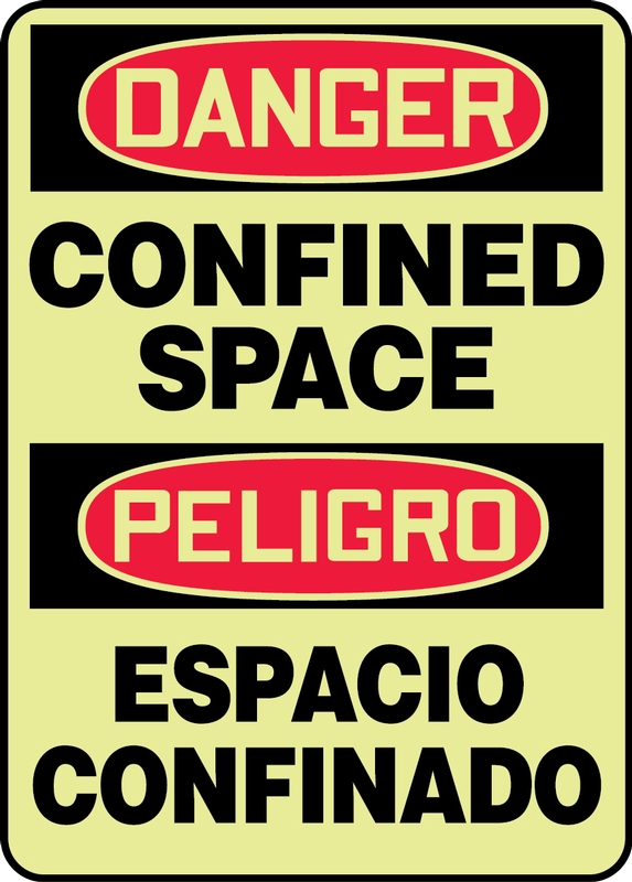 Confined Space, Header: DANGER, Legend: DANGER CONFINED SPACE (BILINGUAL)
