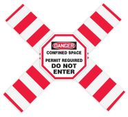 OSHA Danger Flanged Pipe Barrier Kit: Confined Space - Permit Required - Do Not Enter