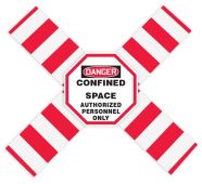 OSHA Danger Flanged Pipe Barrier Kit: Confined Space - Authorized Personnel Only