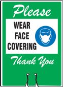 Cone Top Warning Sign: Please Wear Face Covering Thank you