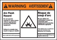 Bilingual ANSI Warning Arc Flash Protection Label: Arc Flash Hazard