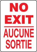 Bilingual French Safety Sign - No Exit / Aucune Sortie