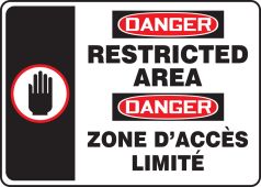 Bilingual OSHA Danger Saftey Sign: Restricted Area
