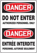 Bilingual OSHA Danger Safety Sign: Do Not Enter - Authorized Personnel Only