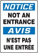 Bilingual OSHA Safety Sign: Not An Entrance