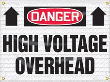 OSHA Danger High Wind Safety Sign: High Voltage Overhead