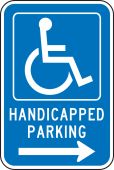 Federal Parking Sign: Handicapped Parking (Right Arrow)