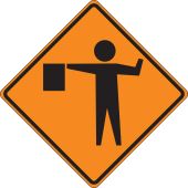 Roll-Up Construction Sign: Flagger (Symbol)