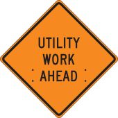 Roll-Up Construction Sign: Utility Work Ahead