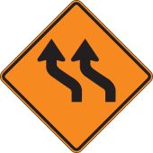 Rigid Construction Sign: Two Lane Reverse Curve (Left)