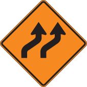 Rigid Construction Sign: Two Lane Reverse Curve (Right)