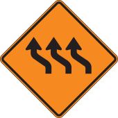 Rigid Construction Sign: Three Lane Reverse Curve (Left)