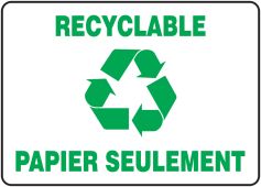 BILINGUAL FRENCH SIGN – RECYCLE