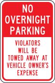 Traffic Sign: No Overnight Parking Violators Will Be Towed Away At Vehicle Owner's Expense