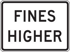 Speed Limit Sign: Fines Higher