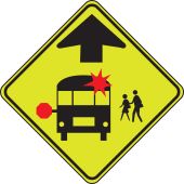 Fluorescent Yellow-Green Sign: School Bus Stop Ahead