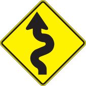 Direction Sign: Left Winding Road