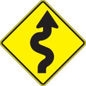 Direction Sign: Right Winding Road
