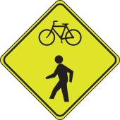 Fluorescent Yellow-Green Sign: Combined Bicycle/Pedestrian Crossing