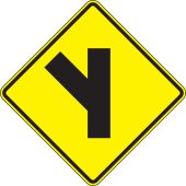 Intersection Warning Sign: Left Side Road (Diagonal)