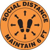 Safety Label: Social Distance Maintain 6 FT (Footprint image)