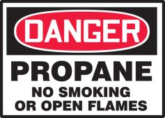 OSHA Danger Safety Label: Propane No Smoking Or Open Flames