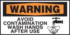 OSHA Warning Safety Label: Avoid Contamination Wash Hands After Use