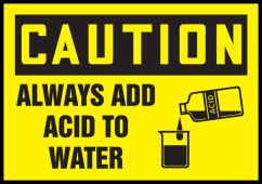 OSHA Caution Safety Label: Always Add Acid To Water