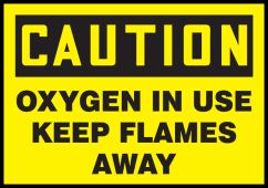 OSHA Caution Safety Label: Oxygen In Use - Keep Flames Away