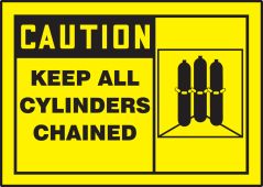 OSHA Caution Chemical & Hazardous Material Label: Keep All Cylinders Chained