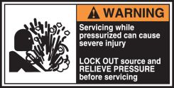 ANSI Warning CEMA Label: Servicing While Pressurized Can Cause Severe Injury