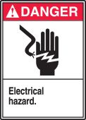 ANSI Danger Safety Label: Electrical Hazard Hand Graphic