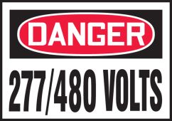 OSHA Danger Safety Label: 277/480 Volts