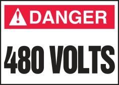 ANSI ISO Danger Safety Label: 480 Volts