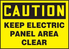 OSHA Caution Safety Labels: Keep Electric Panel Area Clear