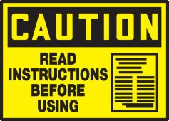 OSHA Caution Safety Label: Read Instructions Before Using