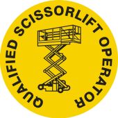 Hard Hat Stickers: Qualified Scissorlift Operator