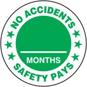 Hard Hat Stickers: No Accidents, ___ Months, Safety Pays