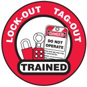 Hard Hat Stickers: LOTO Trained