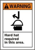 ANSI Warning Safety Label: Hard Hat Required in This Area