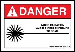 ANSI Danger Safety Label: Laser Radiation - Avoid Direct Exposure To Beam