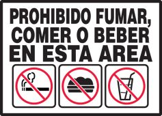 Spanish Safety Label: No Smoking, Eating Or Drinking In This Area