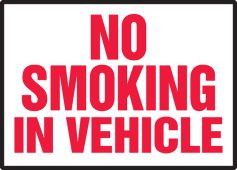 Safety Label: No Smoking In Vehicle