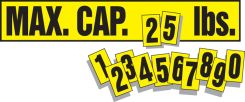 Safety Label: Max. Cap. (Numbers) lbs.