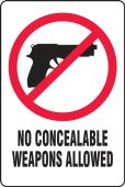 South Carolina Concealed Weapons Safety Sign: No Concealable Weapons Allowed