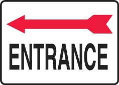 Safety Sign: Entrance (Red Arrow Left Graphic)