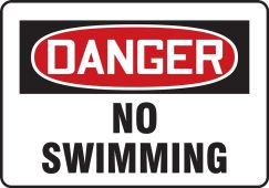 OSHA Danger Safety Sign: No Swimming