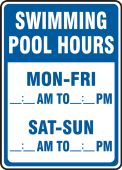 Safety Sign: Swimming Pool Hours
