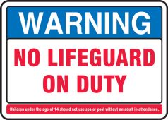 Safety Sign: Pool Rules Warning No Lifeguard On Duty